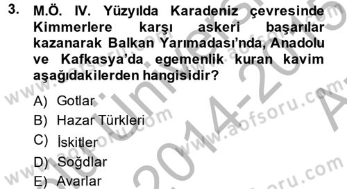 Rusya Tarihi Dersi 2014 - 2015 Yılı (Vize) Ara Sınav Soruları 3. Soru