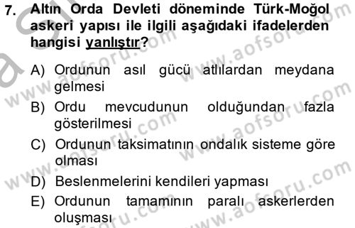 Rusya Tarihi Dersi 2014 - 2015 Yılı (Vize) Ara Sınav Soruları 7. Soru