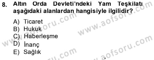 Rusya Tarihi Dersi 2014 - 2015 Yılı (Vize) Ara Sınav Soruları 8. Soru