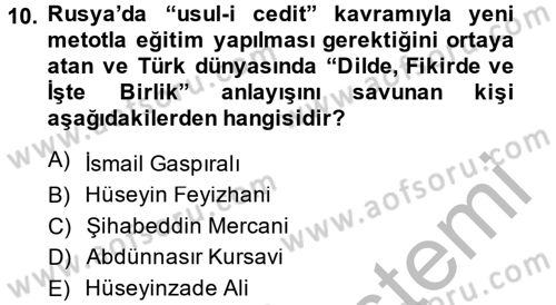 Rusya Tarihi Dersi 2014 - 2015 Yılı (Final) Dönem Sonu Sınav Soruları 10. Soru