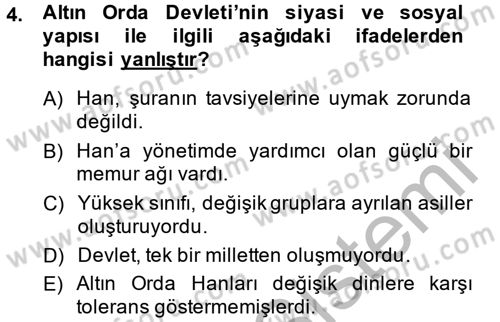 Rusya Tarihi Dersi 2014 - 2015 Yılı (Final) Dönem Sonu Sınav Soruları 4. Soru
