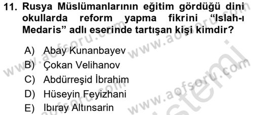 Rusya Tarihi Dersi 2015 - 2016 Yılı (Final) Dönem Sonu Sınav Soruları 11. Soru