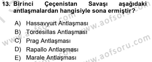 Rusya Tarihi Dersi 2015 - 2016 Yılı (Final) Dönem Sonu Sınav Soruları 13. Soru