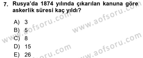Rusya Tarihi Dersi 2015 - 2016 Yılı (Final) Dönem Sonu Sınav Soruları 7. Soru
