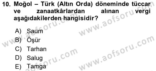 Rusya Tarihi Dersi 2016 - 2017 Yılı (Vize) Ara Sınav Soruları 10. Soru