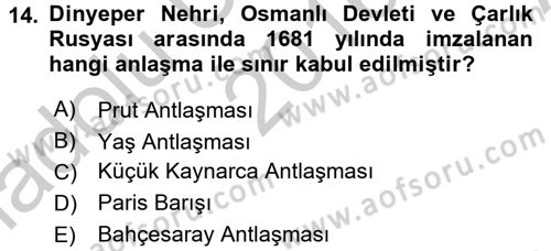 Rusya Tarihi Dersi 2016 - 2017 Yılı (Vize) Ara Sınav Soruları 14. Soru