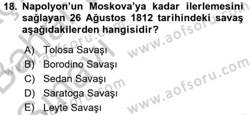 Rusya Tarihi Dersi 2016 - 2017 Yılı (Vize) Ara Sınav Soruları 18. Soru