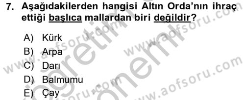 Rusya Tarihi Dersi 2016 - 2017 Yılı (Vize) Ara Sınav Soruları 7. Soru