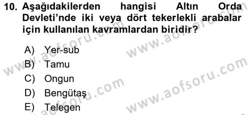 Rusya Tarihi Dersi 2017 - 2018 Yılı (Vize) Ara Sınav Soruları 10. Soru