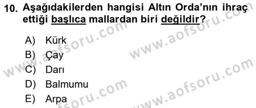Rusya Tarihi Dersi 2018 - 2019 Yılı (Vize) Ara Sınav Soruları 10. Soru