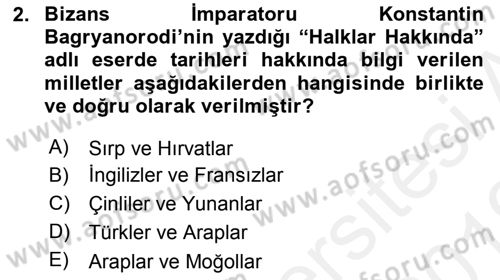 Rusya Tarihi Dersi 2018 - 2019 Yılı (Vize) Ara Sınav Soruları 2. Soru