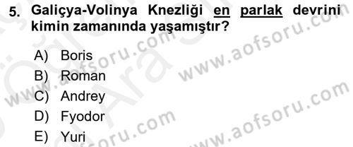 Rusya Tarihi Dersi 2018 - 2019 Yılı (Vize) Ara Sınav Soruları 5. Soru