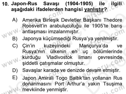 Rusya Tarihi Dersi 2018 - 2019 Yılı (Final) Dönem Sonu Sınav Soruları 10. Soru