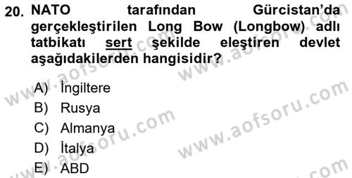 Rusya Tarihi Dersi 2018 - 2019 Yılı (Final) Dönem Sonu Sınav Soruları 20. Soru