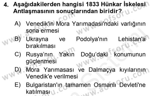 Rusya Tarihi Dersi 2018 - 2019 Yılı (Final) Dönem Sonu Sınav Soruları 4. Soru