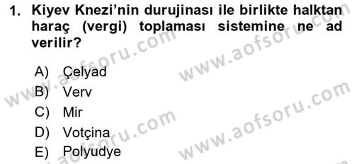 Rusya Tarihi Dersi 2018 - 2019 Yılı Yaz Okulu Sınav Soruları 1. Soru