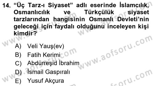 Rusya Tarihi Dersi 2018 - 2019 Yılı Yaz Okulu Sınav Soruları 14. Soru