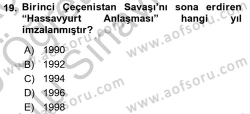 Rusya Tarihi Dersi 2018 - 2019 Yılı Yaz Okulu Sınav Soruları 19. Soru