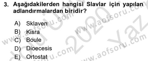 Rusya Tarihi Dersi 2020 - 2021 Yılı Yaz Okulu Sınav Soruları 3. Soru