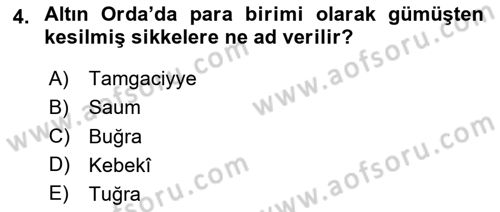 Rusya Tarihi Dersi 2020 - 2021 Yılı Yaz Okulu Sınav Soruları 4. Soru