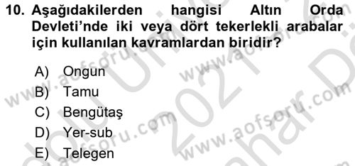 Rusya Tarihi Dersi 2021 - 2022 Yılı (Vize) Ara Sınav Soruları 10. Soru