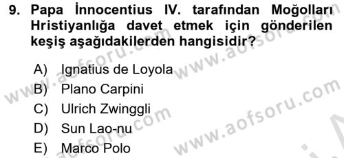 Rusya Tarihi Dersi 2021 - 2022 Yılı (Vize) Ara Sınav Soruları 9. Soru