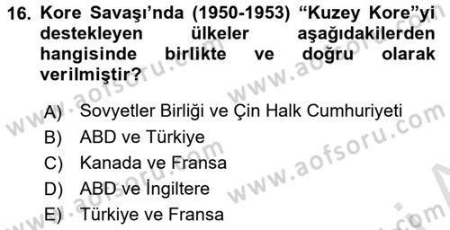 Rusya Tarihi Dersi 2021 - 2022 Yılı (Final) Dönem Sonu Sınav Soruları 16. Soru