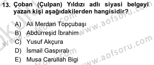 Rusya Tarihi Dersi 2021 - 2022 Yılı Yaz Okulu Sınav Soruları 13. Soru
