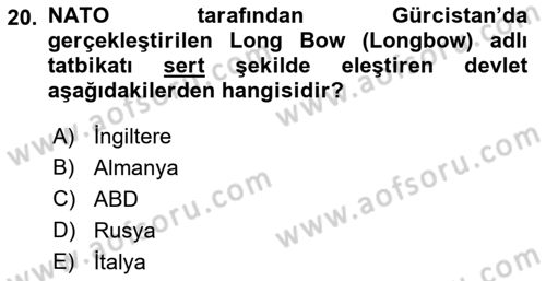 Rusya Tarihi Dersi 2021 - 2022 Yılı Yaz Okulu Sınav Soruları 20. Soru
