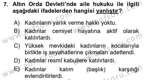 Rusya Tarihi Dersi 2023 - 2024 Yılı (Vize) Ara Sınav Soruları 7. Soru