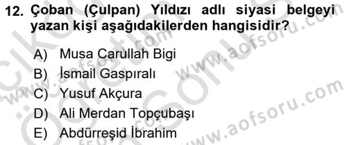 Rusya Tarihi Dersi 2023 - 2024 Yılı (Final) Dönem Sonu Sınav Soruları 12. Soru