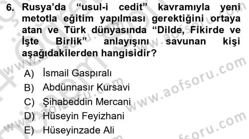 Rusya Tarihi Dersi 2023 - 2024 Yılı (Final) Dönem Sonu Sınav Soruları 6. Soru