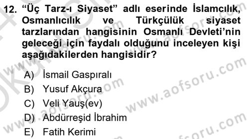 Rusya Tarihi Dersi 2023 - 2024 Yılı Yaz Okulu Sınav Soruları 12. Soru