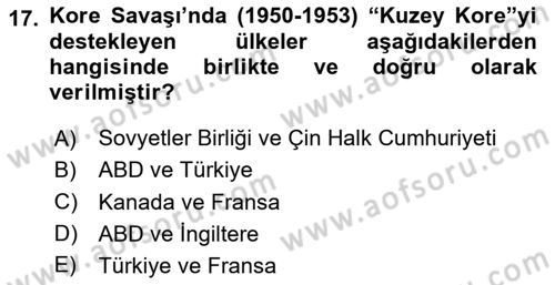 Rusya Tarihi Dersi 2023 - 2024 Yılı Yaz Okulu Sınav Soruları 17. Soru