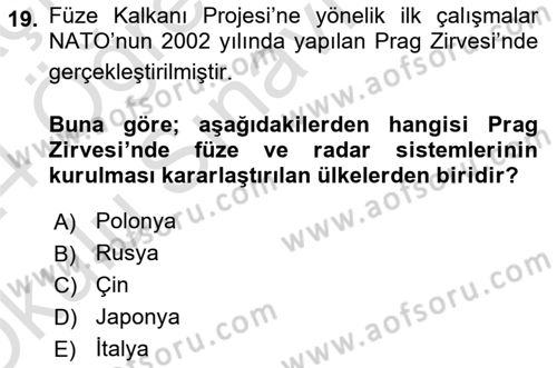 Rusya Tarihi Dersi 2023 - 2024 Yılı Yaz Okulu Sınav Soruları 19. Soru