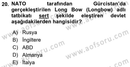 Rusya Tarihi Dersi 2023 - 2024 Yılı Yaz Okulu Sınav Soruları 20. Soru
