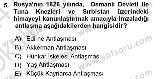 Rusya Tarihi Dersi 2023 - 2024 Yılı Yaz Okulu Sınav Soruları 5. Soru