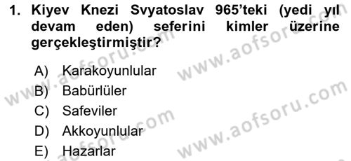Rusya Tarihi Dersi 2024 - 2025 Yılı (Vize) Ara Sınav Soruları 1. Soru