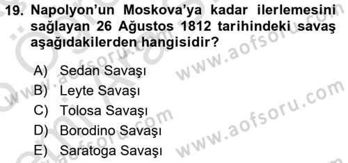 Rusya Tarihi Dersi 2024 - 2025 Yılı (Vize) Ara Sınav Soruları 19. Soru
