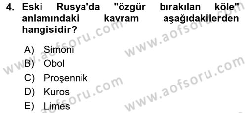 Rusya Tarihi Dersi 2024 - 2025 Yılı (Vize) Ara Sınav Soruları 4. Soru