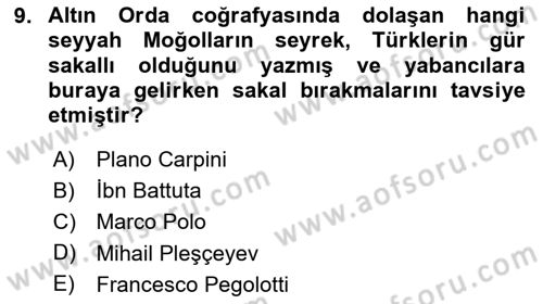 Rusya Tarihi Dersi 2024 - 2025 Yılı (Vize) Ara Sınav Soruları 9. Soru