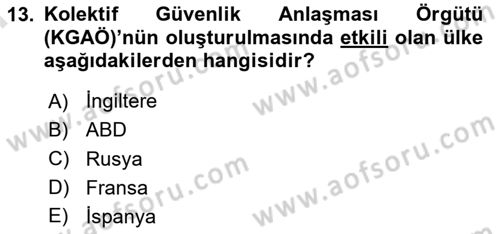 Rusya Tarihi Dersi 2024 - 2025 Yılı (Final) Dönem Sonu Sınav Soruları 13. Soru