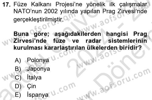 Rusya Tarihi Dersi 2024 - 2025 Yılı (Final) Dönem Sonu Sınav Soruları 17. Soru
