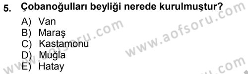 Osmanlı Tarihi (1300-1566) Dersi 2012 - 2013 Yılı (Vize) Ara Sınav Soruları 5. Soru