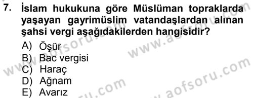 Osmanlı Tarihi (1300-1566) Dersi 2012 - 2013 Yılı (Vize) Ara Sınav Soruları 7. Soru