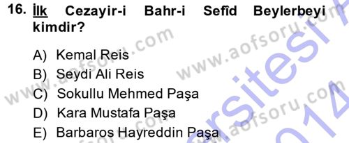 Osmanlı Tarihi (1300-1566) Dersi 2013 - 2014 Yılı (Final) Dönem Sonu Sınav Soruları 16. Soru