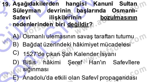 Osmanlı Tarihi (1300-1566) Dersi 2013 - 2014 Yılı (Final) Dönem Sonu Sınav Soruları 19. Soru