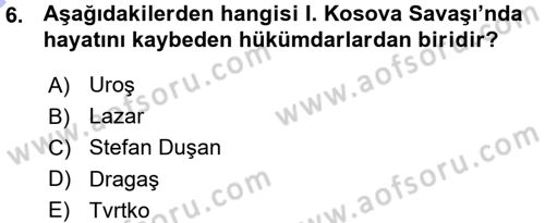 Osmanlı Tarihi (1300-1566) Dersi 2015 - 2016 Yılı (Vize) Ara Sınav Soruları 6. Soru