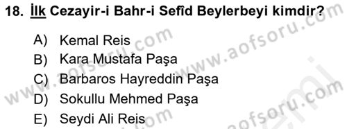 Osmanlı Tarihi (1300-1566) Dersi 2016 - 2017 Yılı (Final) Dönem Sonu Sınav Soruları 18. Soru