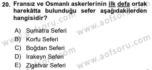 Osmanlı Tarihi (1300-1566) Dersi 2016 - 2017 Yılı (Final) Dönem Sonu Sınav Soruları 20. Soru